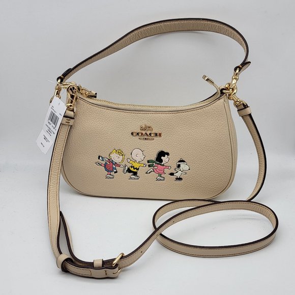 Coachx Peanuts Teri Shoulder Bag with Snoopy and Friends Motif CE861 Ivory Multi - Picture 1 of 8